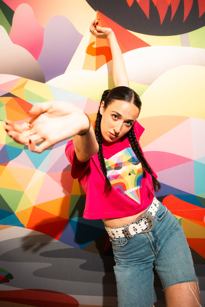 OKUDA ​​X ELROW PINK CROP TOP